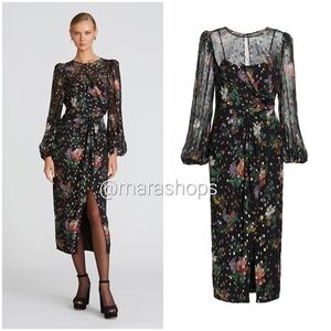 AMUR Sabine Draped Midi Dress